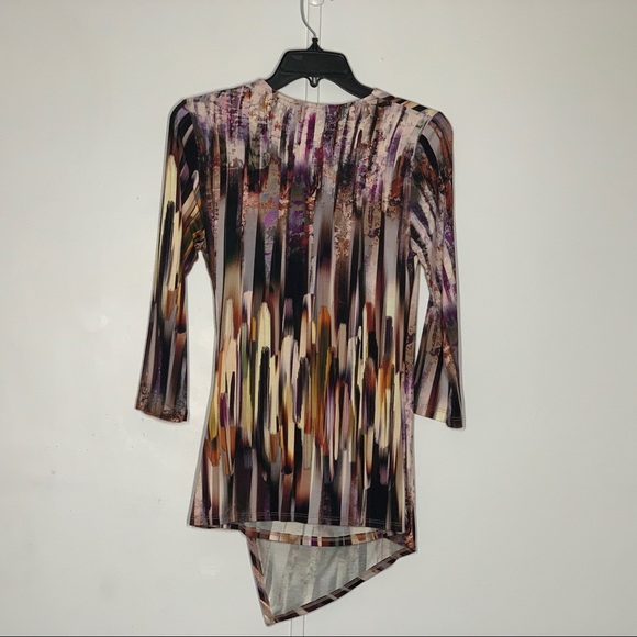 Karen Kane Brushstroke Print Surplice V-Neck Top - Picture 5 of 10